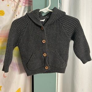 Cozy Charcoal Knit Kids Cardigan